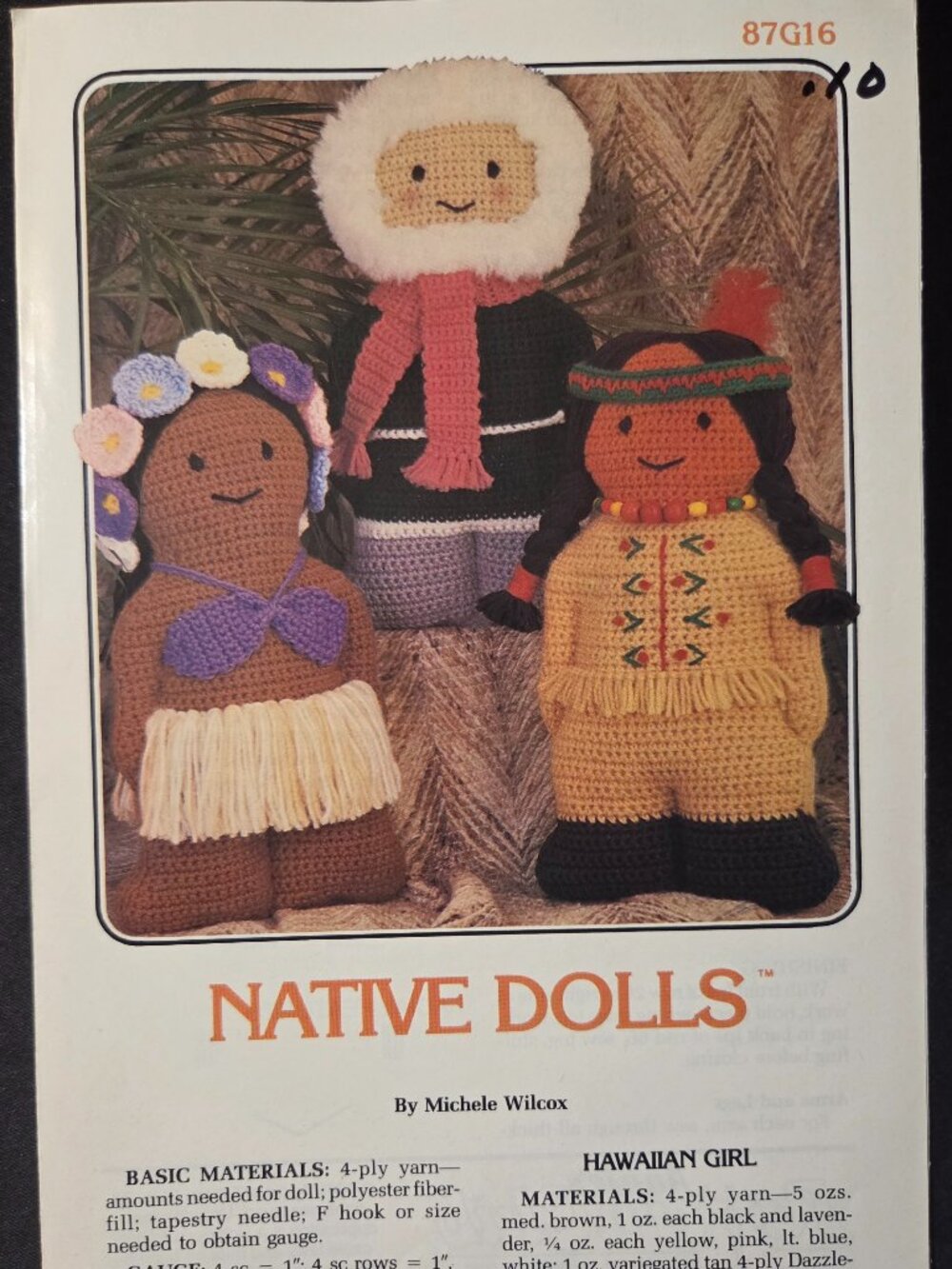 Vintage Annie's Pattern Club Native Dolls Crochet Leaflet 87G16 Michele Wilcox